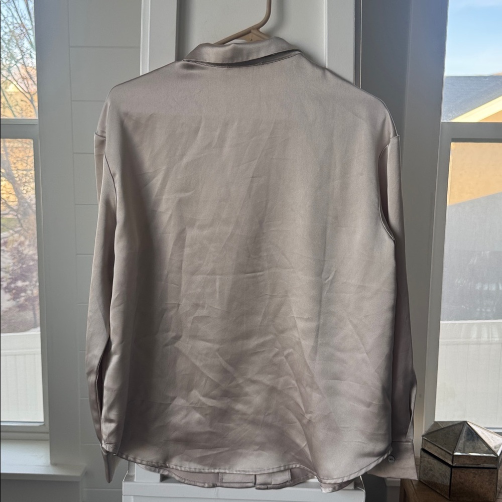 Rachel Zoe Satin Button-Front Blouse | Size M - Picture 6 of 6